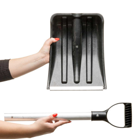 Лопата автомобильная Автолюкс в сборе быстросъёмный черенок 240*300*770 с алюминиевой планкой и алюминиевый черенок