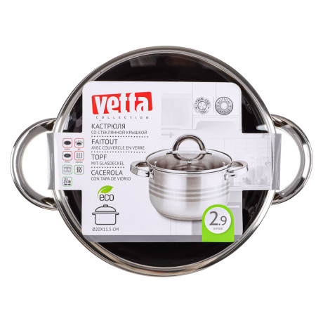 VETTA Фултон Кастрюля 20х11,5см, 2,9л, со стекл. крышкой, индукция
