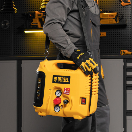 Компрессор воздушный DL1300, 10 бар, 1,3 кВт 180 л/мин 5 л, с набором аксессуаров Denzel