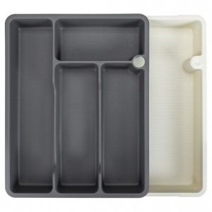 Лоток для столовых приборов раздвижной 373x287x49мм серый 434231811 Бытпласт