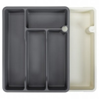 Лоток для столовых приборов раздвижной 373x287x49мм серый 434231811 Бытпласт