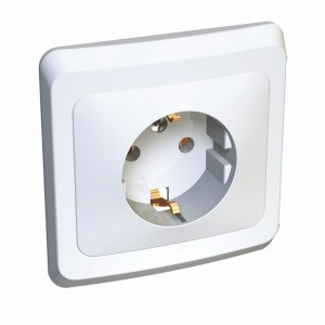 Systeme Electric Этюд роз. СУ 1 мест. бел. (пл.осн., земля) PC16-003B (20!)