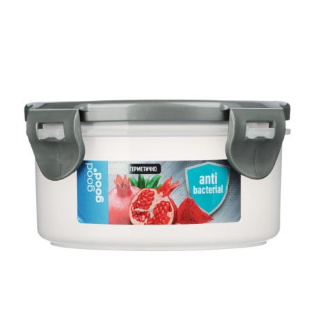 Контейнер герметичный для СВЧ с защелками, круглый, 0,35л, D-12см, H-6см, пластик