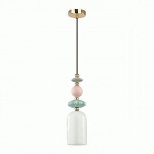 ODEON LIGHT 4861/1B CLASSIC ODL_EX21 зол/разноцв/керам/стекл св-к подвесной E14 1x40W 1955x108 CANDY