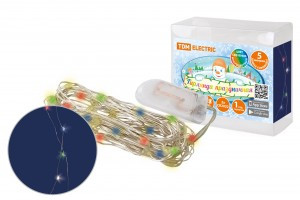 Гирлянда-нить "Роса50" 50LED 5м разноцв. 2хCR2032  (24!) SQ0361-0060