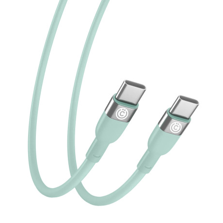 ВСЁГАЗИН Кабель для зарядки Live Type-C-Type-C, 1м, Быстрая зарядка 3А, PD 65W, силикон, салатовый