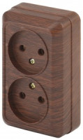 ЭРА Intro Quadro роз. ОУ 2 мест. 16A (керамика) венге, 250В 2-203-10 0460