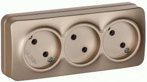 IEK GLORY роз. ОУ 3 мест. 10А РС23-2-ХШм шампань мат. ERH30-K37M-10