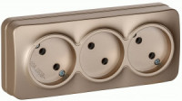 IEK GLORY роз. ОУ 3 мест. 10А РС23-2-ХШм шампань мат. ERH30-K37M-10