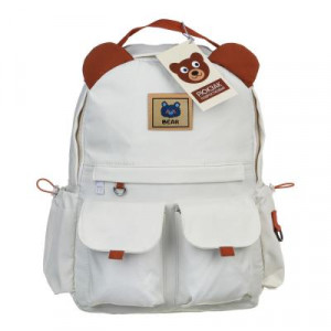 Рюкзак подростковый 37x30x13см, 1 отд., 6 карм., магнитные застежки, декор &quot;ушки&quot;, нейлон, белый