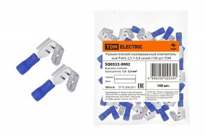 TDM разъем РпИо  2,5-7-0,8 плос.отв.син dвил.=2,3мм Sпров=1,5-2,5мм(уп.100шт, ц за уп.)(5!) SQ0522-0