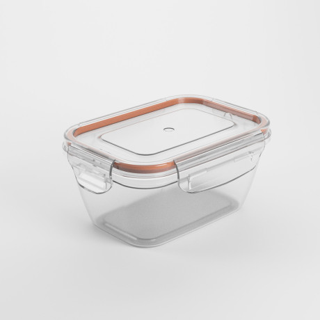 Контейнер пищевой герметичный с защелками 0,77л, прямоугольный конусный, пластик