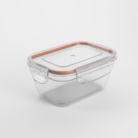 Контейнер пищевой герметичный с защелками 0,77л, прямоугольный конусный, пластик