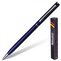 Ручка шарик. BRAUBERG бизнес-класса "Delicate Blue", корпус синий, серебр. детали, 1мм, синяя 141400