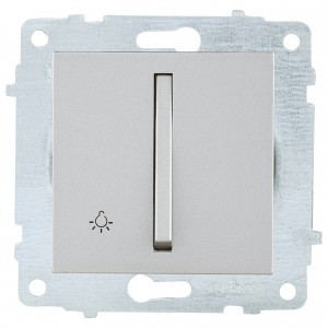 OVIVO мех. выкл. СУ 1 кл. 10А (узкая клавиша, кнопочный) серебро (ко всем рамкам) 610-000210-205