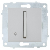 OVIVO мех. выкл. СУ 1 кл. 10А (узкая клавиша, кнопочный) серебро (ко всем рамкам) 610-000210-205