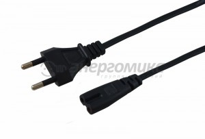 Шнур сетевой Евро вилка - розетка C7 (для магнитофона) 2x0.5мм, 5м черный REXANT (10!) 11-1106