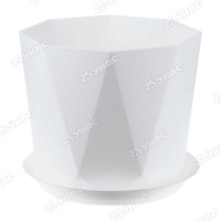 Кашпо ПРИЗМА D130 1л с поддоном белый М3137 х12