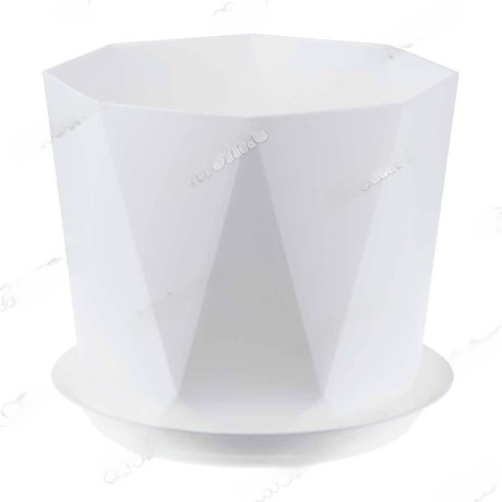 Кашпо ПРИЗМА D130 1л с поддоном белый М3137 х12