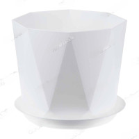 Кашпо ПРИЗМА D130 1л с поддоном белый М3137 х12