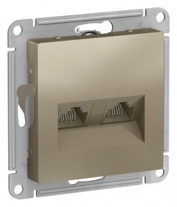 Systeme Electric AtlasDesign мех. роз. комп. СУ 2 мест. шампань (пл.осн., RJ45) ATN000585 (5!)