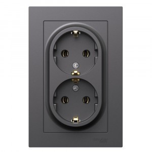 Systeme Electric AtlasDesign роз. СУ 2 мест. (земля), 16А, БАЗАЛЬТ ATN001424 (6!)