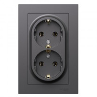 Systeme Electric AtlasDesign роз. СУ 2 мест. (земля), 16А, БАЗАЛЬТ ATN001424 (6!)