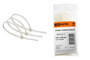 TDM хомут 3,6х150мм нейлон, белый (уп. 100шт., цена за уп.) (20!) SQ0515-0119