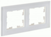 IEK BRITE Рамка СУ 2 мест. РУ-2-2-Бр стекло белый матовый BR-M22-G-31-K01