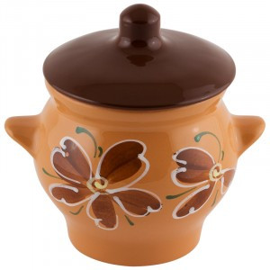 Горшок д/жаркого Цветы, 0,65л, 12*12см (кратность 18!!!) керамика 6692