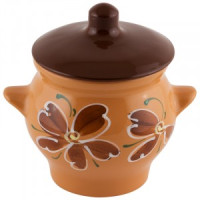 Горшок д/жаркого Цветы, 0,65л, 12*12см (кратность 18!!!) керамика 6692