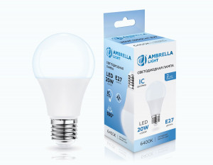 Ambrella лампа св/д ЛОН A60 E27 20W(1900lm) 6400K 6К 60х120 IC 602006