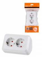TDM Розетка угловая 2 мест. ОУ (земля, шторки) IP20 250В 16А белая &quot;Ладога&quot; SQ1801-0067