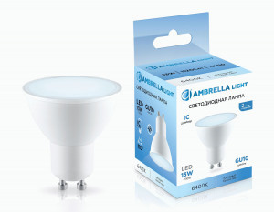 Ambrella лампа св/д MR16 GU10 13W(1120lm) 6400K 6K 50х57 IC 181306