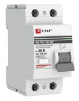 EKF PROxima выкл. дифферинциальный УЗО ВД-100 2P 40А 100мА тип AC 4,5кА эл-мех elcb-2-40-100-em-pro
