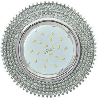 Ecola GX53 H4 св-к Стекло Круг c прозр.стразами хром-хром фон зерк. 40x120 FW53RGECB (10!)