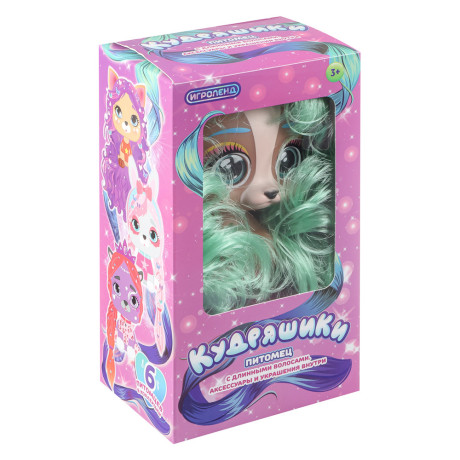 ИГРОЛЕНД Питомец с аксессуаром "Кудряшики", ПВХ, 17,6х7,3х10см, 8 дизайнов