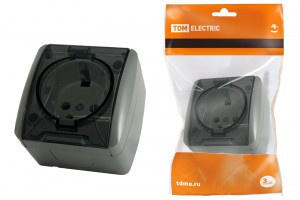 TDM Селигер роз. 1 мест. земля ОУ IP54 16А с прозрачной крышкой серая (10!) SQ1818-0107