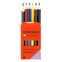 Карандаши цветные Красин &quot;Алые Паруса&quot;, 06цв., трехгран., заточен., картон, европодвес Арт.356627