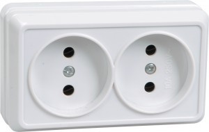IEK ОКТАВА роз. ОУ 2 мест.  10А белый (корпус ABS) РС22-2-ОБ