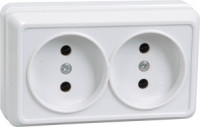 IEK ОКТАВА роз. ОУ 2 мест.  10А белый (корпус ABS) РС22-2-ОБ