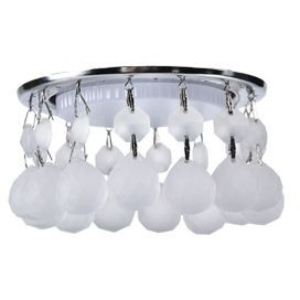 Ecola GX53 H4 5346 св-к Стекло Круг Больш.хрусталики Прямой подвес Матов/Хром 90x110 FH53RVECB (10!)