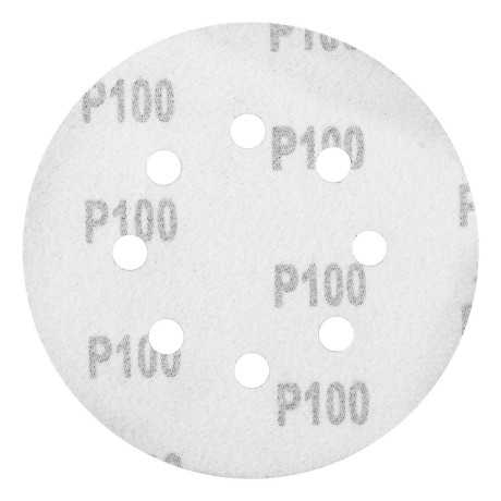 Круг абразивный на ворсовой подложке под "липучку", перфорированный, P 100, 125 мм, 5 шт Matrix