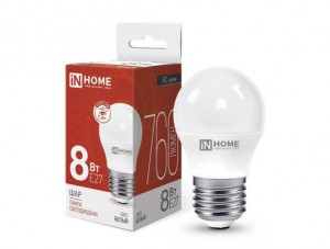 ASD/InHome лампа св/д VC шар P45 E27  8W(760lm) 4000K 4K 80x45 (без пульсации) 0570