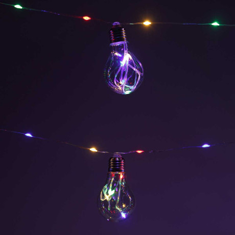 Гирлянда светодиодная ЛАМПОЧКА ТЕПЛЫЙ БЕЛЫЙ /H-12см, 10 лампочек,провод "леска"/