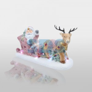 "Керамическая фигурка «Дед Мороз в санях» 30.5х12.2х17.2 см