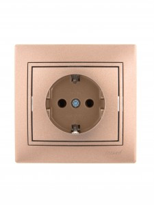 "Lezard Мира роз. СУ 1 мест. 16А коричн. металлик (земля, керамика, корпус PC) 701-3131-122