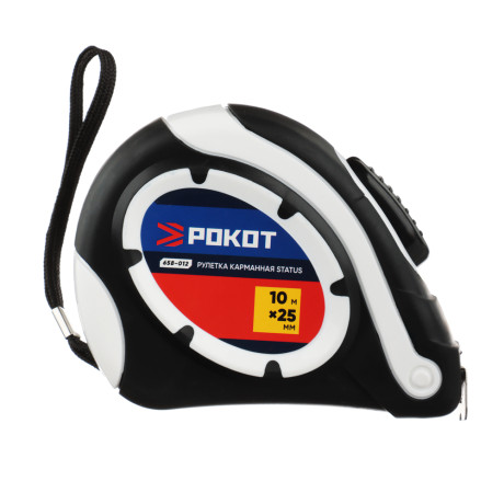 РОКОТ Рулетка "СТАТУС", 10м х 25мм, автостоп, одинарный зацеп, корпус ABS