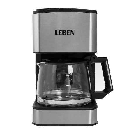 LEBEN Кофеварка капельная 680Вт со стеклянной колбой с функцией автоотключения 0,8л