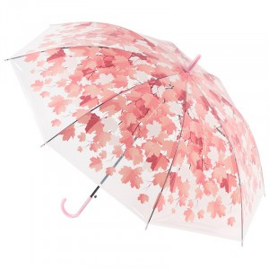 Зонт-трость полуавтоматический BASIC, 90см, ЭВА, листья, красный 108780 Рыжий кот